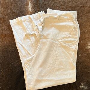 White Linen Pants with Belt